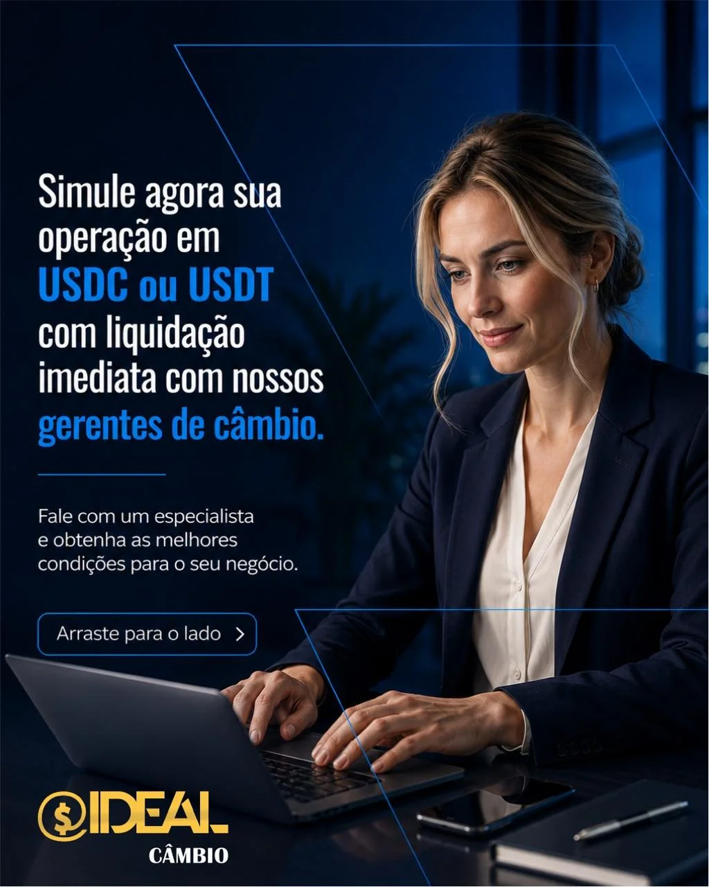 Operação de câmbio com USDT